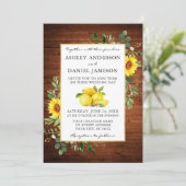 Waterverf Lemons Wood Sunflower Wedding Kaart (Staand voorkant)