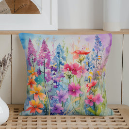 Waterverf Lente Abstracte Explosie van Wilde Bloem Kussen