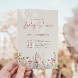 Waterverf lente baby shower wildbloemenveld kaart