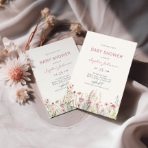 Waterverf lente baby shower wildbloemenveld