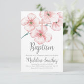 Waterverf Lente-baptisme Floral roze dicatie Kaart (Staand voorkant)