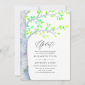 Waterverf lente berk boom bruiloft update kaart (Voorkant)