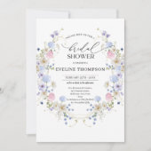 Waterverf lente blauw roze wilde bloemen krans kaart (Voorkant)