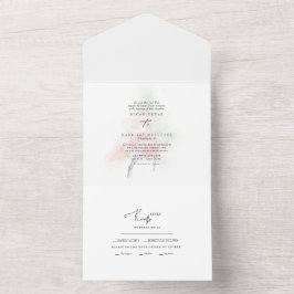 Waterverf Lente bloeiende bomen All In One Uitnodiging