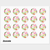 Waterverf Lente Bloeit Bloemen Bloemen Bloemen Blo Ronde Sticker (Vel)