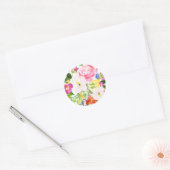 Waterverf Lente Bloeit Bloemen Bloemen Bloemen Blo Ronde Sticker (Envelop)