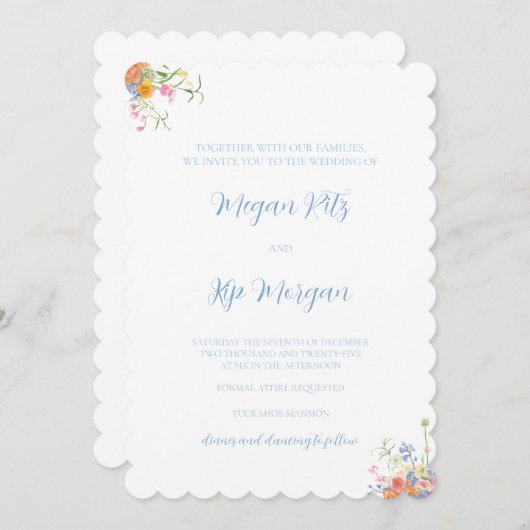 Waterverf Lente Bloem Bruiloft Uitnodiging (Voorkant / Achterkant)