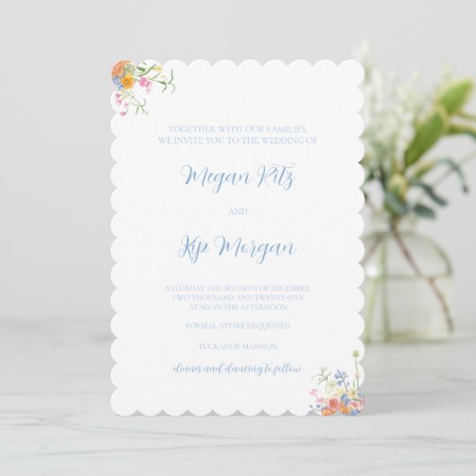 Waterverf Lente Bloem Bruiloft Uitnodiging (Staand voorkant)