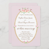 Waterverf Lente Bloem Gouden Trouw Uitnodiging (Voorkant / Achterkant)