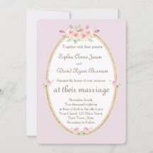 Waterverf Lente Bloem Gouden Trouw Uitnodiging