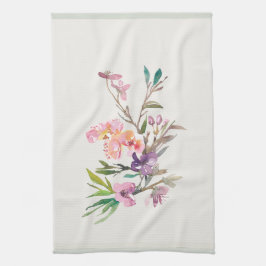 Waterverf lente bloemaccent botanisch theedoek