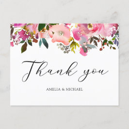 Waterverf lente bloemen bedankkaart briefkaart
