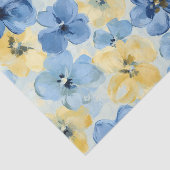 Waterverf Lente Bloemen Blauw Geel Modern Bold Tissuepapier (Detail)