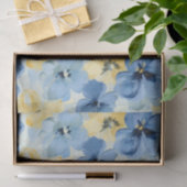 Waterverf Lente Bloemen Blauw Geel Modern Bold Tissuepapier (Geschenk)