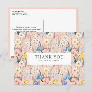 Waterverf Lente Bloemen Botanische Dank u Briefkaart