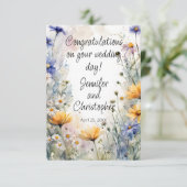 Waterverf Lente Bloemen Bruiloft Felicitaties Kaart (Staand voorkant)
