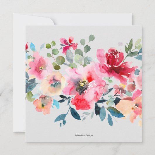 Waterverf lente bloemen bruiloft kaart (Achterkant)