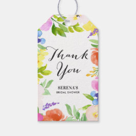 Waterverf Lente bloemen Dank je cadeau Label Cadeaulabel