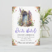 Waterverf Lente bloemen deur nieuwe startpunt Aankondiging (Staand voorkant)