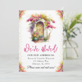 Waterverf Lente bloemen deur nieuwe startpunt Aankondiging (Staand voorkant)