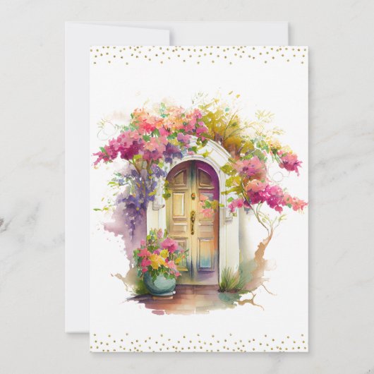 Waterverf Lente bloemen deur nieuwe startpunt Aankondiging (Achterkant)