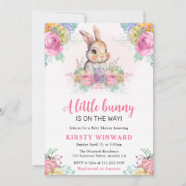 Waterverf Lente Bloemen en Konijn Baby Shower Kaart