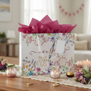 Waterverf lente bloemen gepersonaliseerd groot cadeauzakje