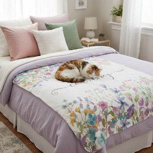 Waterverf lente bloemen gepersonaliseerd sherpa deken