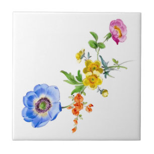 Waterverf lente bloemen keramiek tegel tegeltje