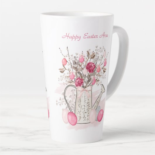 Waterverf Lente bloemen Pasen gepersonaliseerd Latte Mok (Rechterhoek)