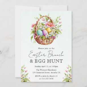 Waterverf lente bloemen Pasen mand brunch Kaart