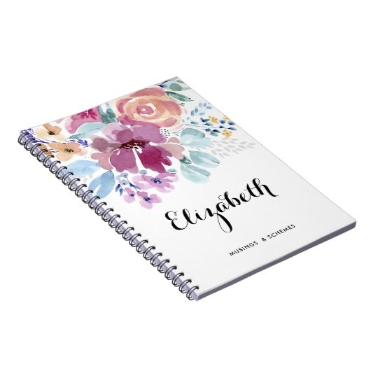 Waterverf Lente Bloemen Posy Custom Notitieboek (Rechterzijde)