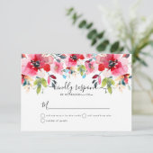 Waterverf Lente Bloemen RSVP Aankondiging (Staand voorkant)