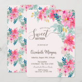 Waterverf Lente Bloemen Sweet 16 Kaart (Voorkant / Achterkant)