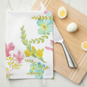 Waterverf lente bloemen theedoek (Quarter Fold)