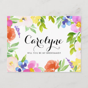 Waterverf Lente-bloemen... Uitnodiging Briefkaart