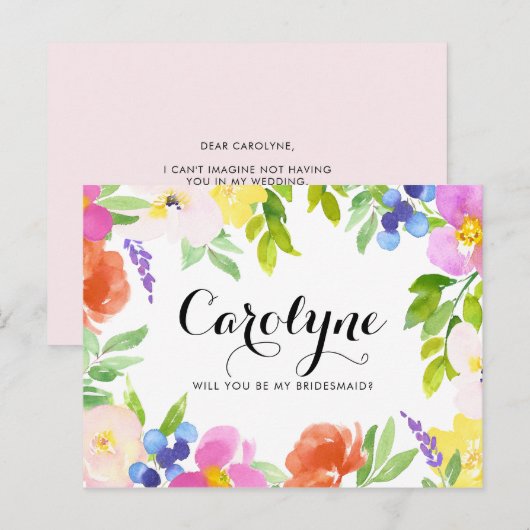 Waterverf Lente-bloemen... Uitnodiging Briefkaart (Voorkant / Achterkant)