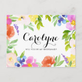 Waterverf Lente-bloemen... Uitnodiging Briefkaart (Voorkant)