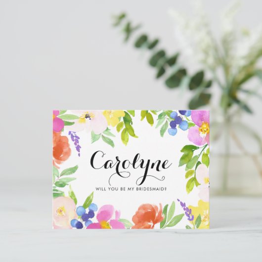 Waterverf Lente-bloemen... Uitnodiging Briefkaart (Staand voorkant)