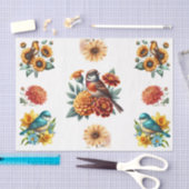 Waterverf lente bloemen & vogels elementen tissuepapier (Craft)