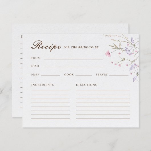 Waterverf Lente Bloemen Vrijgezellenfeest Recept K (Voorkant / Achterkant)