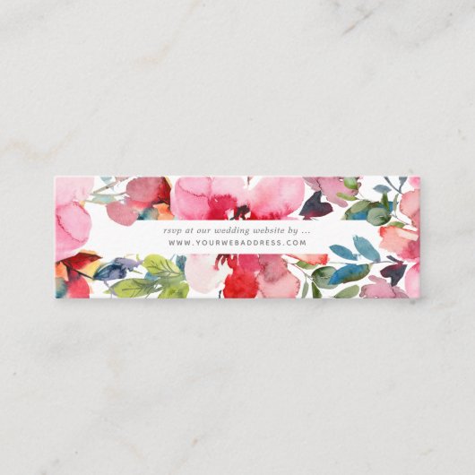Waterverf Lente Bloemen Website RSVP Behuizing Mini Visitekaartje (Voorkant)