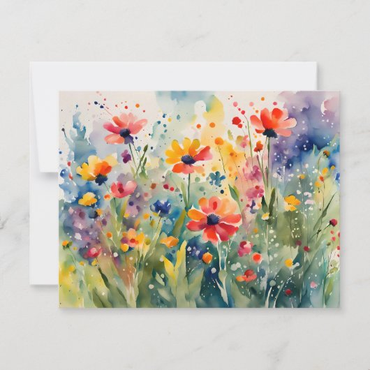 Waterverf Lente Bloemen Wenskaart Bedankkaart (Voorkant)