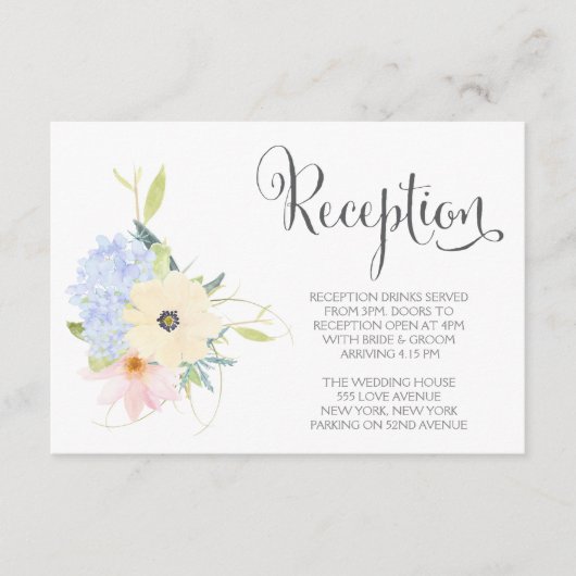 Waterverf lente bloemenbruiloft receptie Kaarten (Voorkant)