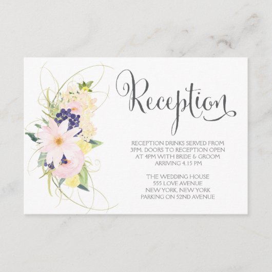 Waterverf lente bloemenbruiloft receptie Kaarten (Voorkant)