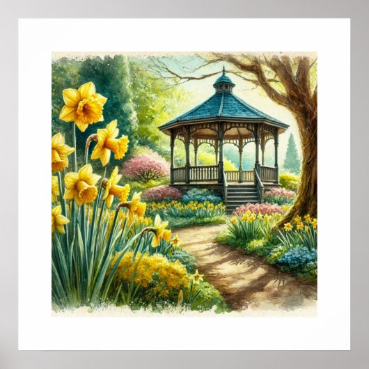 Waterverf Lente Bloemengaas AI Kunst Poster (Voorkant)