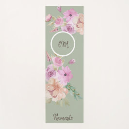 Waterverf Lente Bloemenpatroon Groen Monogram Yogamat
