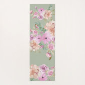 Waterverf Lente Bloemenpatroon Groen Monogram Yogamat (Achterkant)