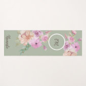 Waterverf Lente Bloemenpatroon Groen Monogram Yogamat (Voorkant (horizontaal))