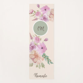 Waterverf lente bloemmotief monogram yogamat